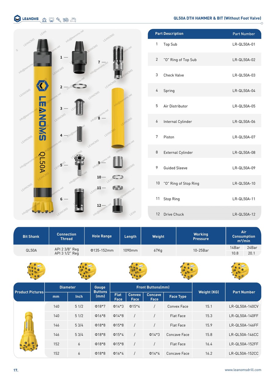 QL50A DTH HAMMER BIT Without Foot Valve-17 QL50A DTH HAMMER BIT Without Foot Valve-17